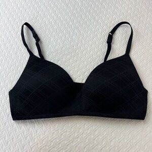 La Senza Women’s Large Black Lace Detail Push Up Bra Plunge Noir